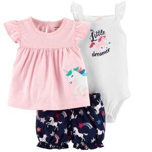 Carter’s 3 Piece Unicorn Short set NWT